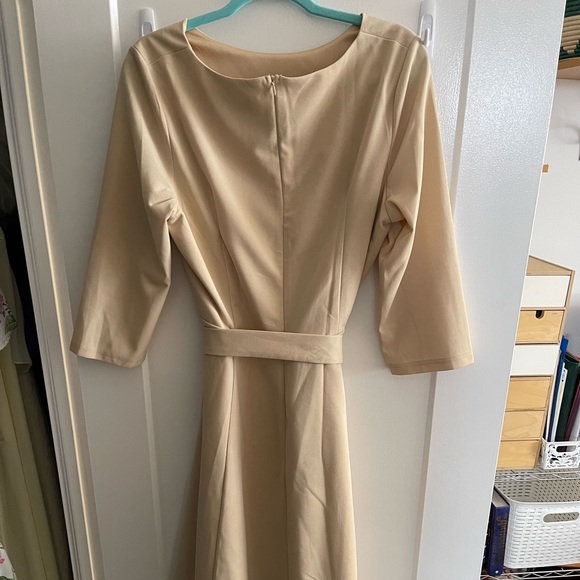 Vintage-style champagne midi dress. Great for elopement or micro-wedding. - Picture 2 of 4